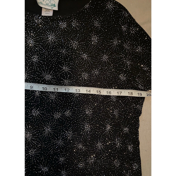 Quacker Factory Sparkle Top Womens Size M Medium Black w Silver Sparkles Blouse - Picture 8 of 11